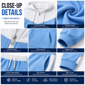 Conjunto Deportivo Personalizado para Hombre, Chaqueta con Capucha y Cremallera Completa, Pantalones Jogger, Ropa Deportiva Informal Sólida, 100% Algodón, Logotipo Personalizado, Marca Privada, OEM - Product Image 3