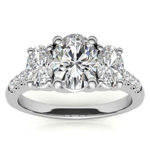 Oval Cut Geometric Moissanite <b>Ring</b> 925 Sterling <b>Silver</b> Rhodium Plated Luxury <b>Solitaire</b> Engagement Wedding Promise Bridal <b>Ring</b> - Product Image 1
