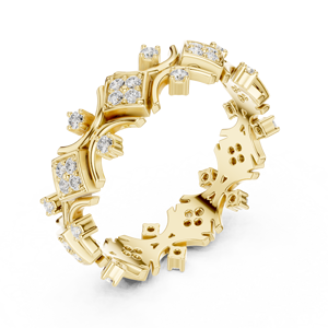 Anillo de Eternidad Geométrico en Oro Amarillo para Mujer, Joyería de Moda de Lujo con Cristales para Aniversario de Bodas, Regalo - Product Image 3