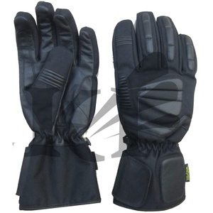 Racing Gloves Full Finger PU Material Non Slip Drawstring Closure Outdoor Activities Unisex <b>Black</b> Panelled Design - Product Image 1