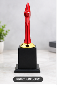 Trofeo Deportivo Ecológico con Estrella Roja de Cinco Puntas, Chapado en Aleación de Zinc, Base Cuadrada Negra de 10 Pulgadas, Listo para Grabar - Product Image 6
