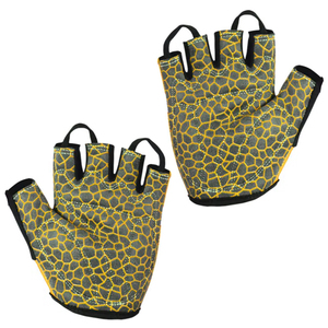 Gants de fitness jaunes mi-doigts antidérapants avec logo noir en polyester pour la musculation unisexe avec fermeture à boucle - Product Image 4