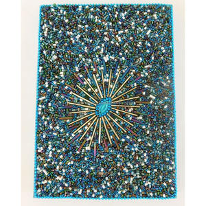 Set de Cuaderno y Bolígrafo Decorativo Hecho a Mano con Cuentas de Laca y Purpurina, Artesanía India, Regalo, Hermoso Cuaderno con Cuentas Doradas y Espejo - Product Image 4