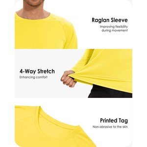 เสื้อรัดรูปแขนยาวสีเหลืองสำหรับผู้ชาย แห้งเร็ว ผลิตจากโพลีเอสเตอร์ ไซส์ผู้ใหญ่ แขนยาวเต็มตัว สีพื้น สำหรับเล่นกีฬา - Product Image 3
