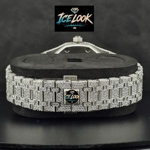 Reloj Mecánico Ice Look con Bisel de Diamantes, Reloj de Pulsera con Esfera Azul, Joyería de Lujo para Regalo - Product Image 3