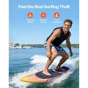 63-Inch UV-Resistant Wakesurf Board EPS <b>Foam</b> Core with EVA Non-Slip <b>Pad</b> and 3 Tail Fins Wake Surfing Waterboard Accessory - Product Image 2