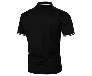 Men's Color <b>Blocked</b> Polo Shirt Short Sleeve Polyester Cotton T Shirt Breathable Soft Casual Shirt with Custom <b>Rubber</b> Logo - Product Image 2