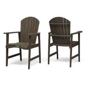 Set di 2 sedie da pranzo Adirondack in legno di acacia, resistenti alle intemperie, per patio esterno, finitura grigia - Product Image 2