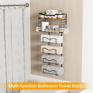Estante de Pared Multifuncional de Madera y Metal de Nogal - Venta al por Mayor - Product Image 3
