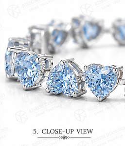 Pulsera de tenis de lujo con diamantes en forma de corazón en oro blanco de 18K, engaste de línea continua premium, regalo romántico y elegante - Product Image 3