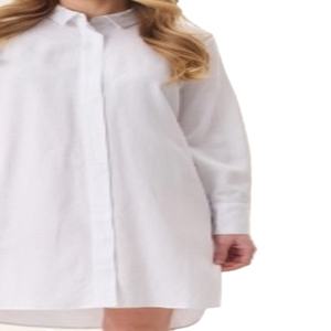 Tunique pour femmes en lin et viscose, manches longues, col rond, coupe ample, décontractée, grande taille, pour l'été - Product Image 2