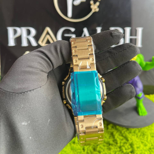 Reloj de Cuarzo de Lujo con Incrustaciones de Oro para Hombre, Correa de Acero Inoxidable, Esfera Negra, Resistente al Agua, Reloj de Moda - Product Image 4