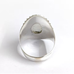 Moonstone Gemstone Statement <b>Ring</b> 925 Sterling <b>Silver</b> Vintage Design Boho Jewelry For Women And <b>Men</b> - Product Image 2
