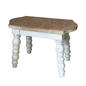 Taburete Rectangular de Madera de Acacia Tallado a Mano al por Mayor |   Reposapiés Rústico Estilo Granja India - Product Image 1