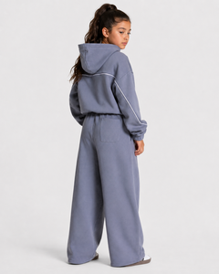 Pantalon de jogging décontracté surdimensionné gris glace à lignes contrastées pour garçon, en molleton respirant de qualité supérieure - Product Image 5