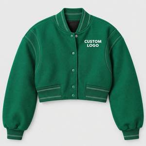 Chaqueta de algodón vintage para mujer, estilo streetwear de otoño, con lavado ácido personalizado, corte cropped, ajuste oversize, manga larga y cuello alto. - Product Image 6