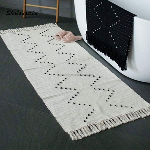 Tapis Bohème Blanc, Tapis de Salon, Tapis de Sol, Design Diamant, Tapis Indiens Faits Main, Fournisseur - Product Image 4