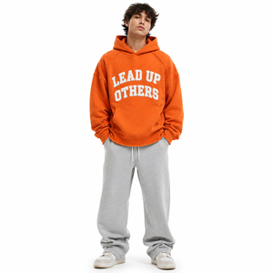 Men's Oversized French Terry Hooded Sweat Shirt Chenille Embroidery <b>Fleece</b> <b>Hoodie</b> Distressed Hem Casual Winter Pullover <b>Hoodie</b> - Product Image 5