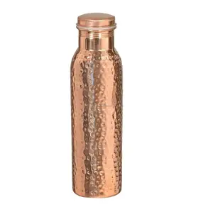 Copper Water Bottle - 34 Oz Extra Large - A Hammered Ayurvedic Copper Vessel For Drinking- Drink More Water,