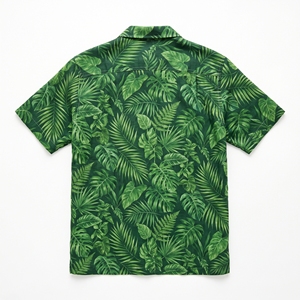 Chemise d'été en lin imprimée botanique pour homme, motif nature, décontractée, style resort, OEM ODM, vente en gros, impression personnalisée en usine - Product Image 4
