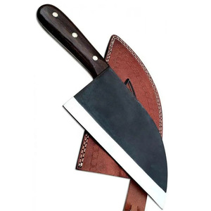 Cuchillos de carnicero de acero de Damasco hechos a mano con funda de cuero premium y mango de madera, cuchillo de acero de Damasco - Product Image 5