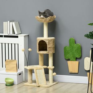 Parco Giochi per Gatti da Interno Beige con Struttura per Arrampicata e Tiragraffi, Confezionato in Cartone - Product Image 2