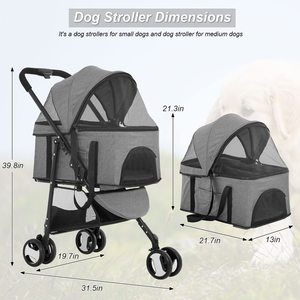 Cochecito compacto para mascotas de tres ruedas con paneles de malla, marco ligero y ruedas giratorias lisas, 1 unidad - Product Image 5