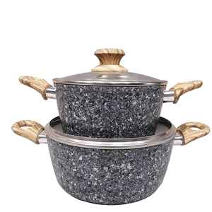 Ensemble de casseroles en granit antiadhésives avec couvercle en verre, compatibles induction, pour soupes et ragoûts, batterie de cuisine - Product Image 1