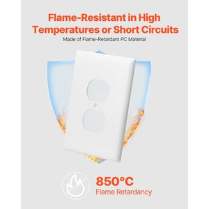 Copri Prese Elettriche a 1 Posto, Infrangibili e Resistenti agli Urti, in Policarbonato Termoplastico, Confezione da 10, per Prese a Muro USA/CN - Product Image 4