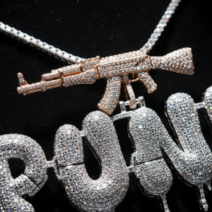 Collar con Colgante de Letra Personalizado con Incrustaciones de Diamantes de Moissanita, Chapado en Rodio y Plata, Joyería de Cadena, Regalo para Fiesta Hip Hop - Product Image 2
