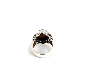 <b>Boho</b> Natural Tiger Eye Cabochon Cocktail <b>Ring</b> Antique Oxidized 925 <b>Silver</b> Jewelry Manufacture - Product Image 2