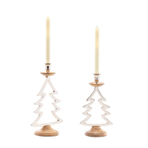 Modern <b>Gold</b> Metal <b>Christmas</b> <b>Tree</b> Candle Holder Geometric Wire Tealight Stand With Wooden Base For Table Centerpiece Home Decor - Product Image 2