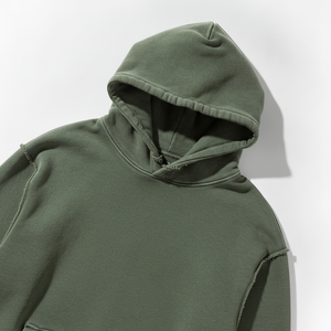 Sweat-shirt à capuche vert olive pour homme, coupe classique, en molleton de coton, pull décontracté avec poche avant, vêtement d'automne - Product Image 4