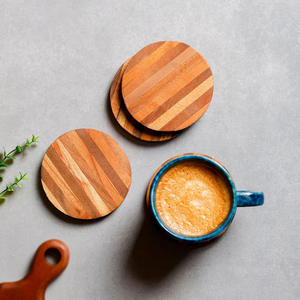 Handmade Wooden Drink Coaster Set Natural Wood Tea Coffee <b>Cup</b> <b>Mat</b> for Home Kitchen Restaurant Table Decor - Product Image 5