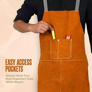 Cowhide Split Leather Welding Apron <b>Fire</b> Resistant Welder Smock Premium Quality Heavy Duty Flame Retardant Eco-friendly - Product Image 2