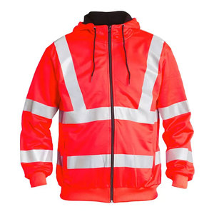 OEM Construction Working Long Sleeve Workwear Hi Vis Worker Reflective <b>Tape</b> <b>Security</b> Zipper Sweatshirt Hoodie - Product Image 5