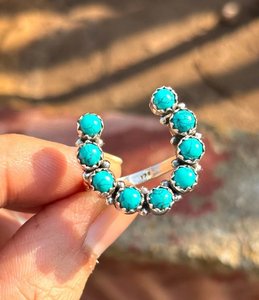 925 Sterling <b>Silver</b> Kingsman Turquoise Horseshoe <b>Ring</b> Handmade Cowboy Western Jewelry for Women <b>Men</b> - Product Image 5