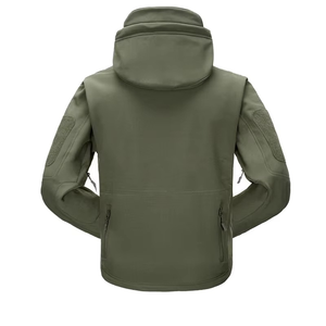 Veste de chasse imperméable en softshell vert olive pour homme, à manches longues, pour l'hiver, vêtement de chasse d'extérieur, design uni - Product Image 2