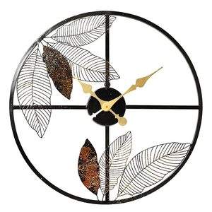 Reloj de pared de metal con silueta de hoja nórdica, patrón de lámina dorada, relojes de arte de alambre de hierro silenciosos y estéticos para pasillo, cocina, sala de estudio. - Product Image 6