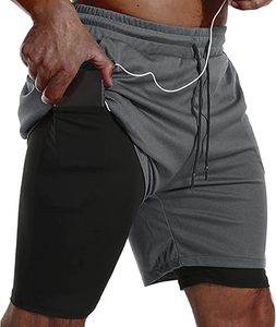 Custom Logo Men's Double <b>Layer</b> Blank Sports Athletic Workout Running Gym Shorts With Liner Breathable 2 In 1 Activewear Shorts - Product Image 1