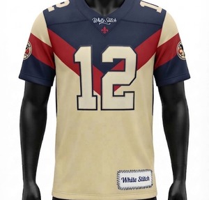 Camiseta de Fútbol Americano Blanca con Costuras, para Hombre, sin Tirantes, Manga Corta, 100% Poliéster, Transpirable, Diseño con el Número 12 en Toda la Parte Delantera - Product Image 3