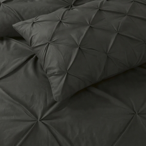 Charcoal Pintuck <b>Quilt</b> Cover 3 Piece 100% Cotton T-150 All Season Home Use Simple Style - Product Image 3