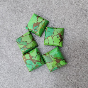 Turquoise Cuivre Vert Naturel, Cabochon Carré, Pierre Précieuse Calibrée à Dos Plat pour Bijoux, Toutes Tailles Disponibles - Product Image 1