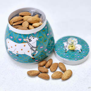 Pot en métal Pichwai oriental pour fruits secs/bougies, ensemble cadeau avec design multifonctionnel - Product Image 1