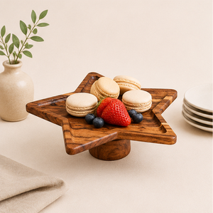 Eco-Friendly Star Shaped Wooden Cupcake Display Pedestal Durable Acacia Wood Serving Platter And Dessert Riser For Bakery Pastry - Product Image 4