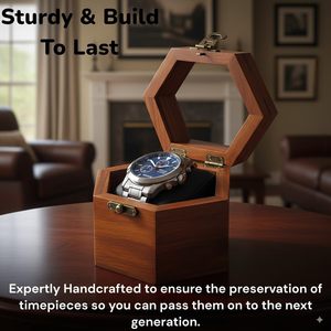 DECOR N UTILITY CRAFT Rosewood Rectangle Watch Box Single <b>Display</b> <b>Case</b> Handmade Polished Chain Closure Storage Men Vintage - Product Image 5