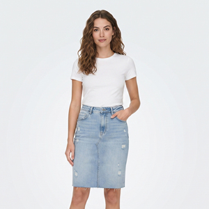 Women's High <b>Waist</b> Denim Skirt Knee-Length Solid Color Casual Style <b>Jeans</b> Skirts Ladies Button <b>Waist</b> Denim Skirts Women's - Product Image 6