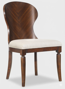 Chaise de salle à manger de luxe en teck massif à chevrons, assise rembourrée en lin, design moderne du milieu du siècle, pour restaurant et hôtel, Indonésie - Product Image 4