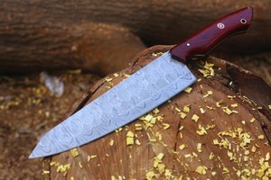 Couteau de chef AR KNIVES INDUSTRY de 8 pouces, forgé en damas, cœur VG10, ambidextre, style vintage, manche en bois, couteau de cuisine durable - Product Image 4