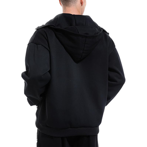 Sweat-shirt à capuche vintage surdimensionné pour homme, fermeture éclair, manches longues, avec poches, effet délavé, streetwear, veste en molleton - Product Image 4